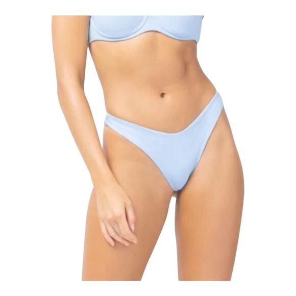 L Space Cabana Bitsy Cut Blue Rib Bikini Bottom Stretch Women's Size Small NWT - Picture 1 of 11